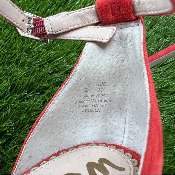Sam Edelman Ariella Red Suede High Heels Ankle Strap Open Toe Women’s US 6M - Picture 8 of 9